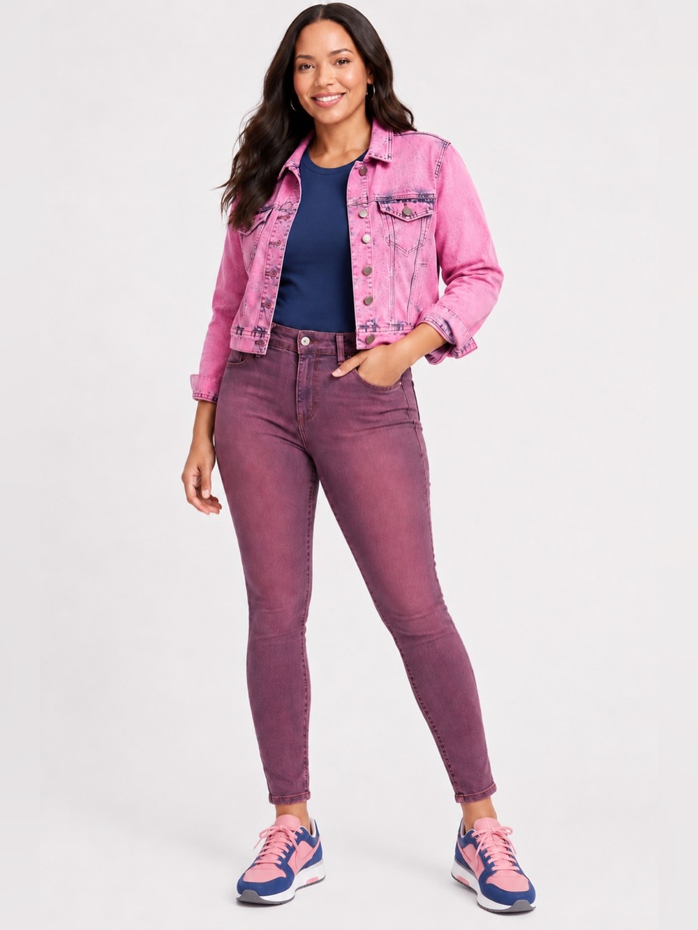 Old Navy High Rise Super Skinny Jeans 10 Tall Mauve Purple Pink Wash